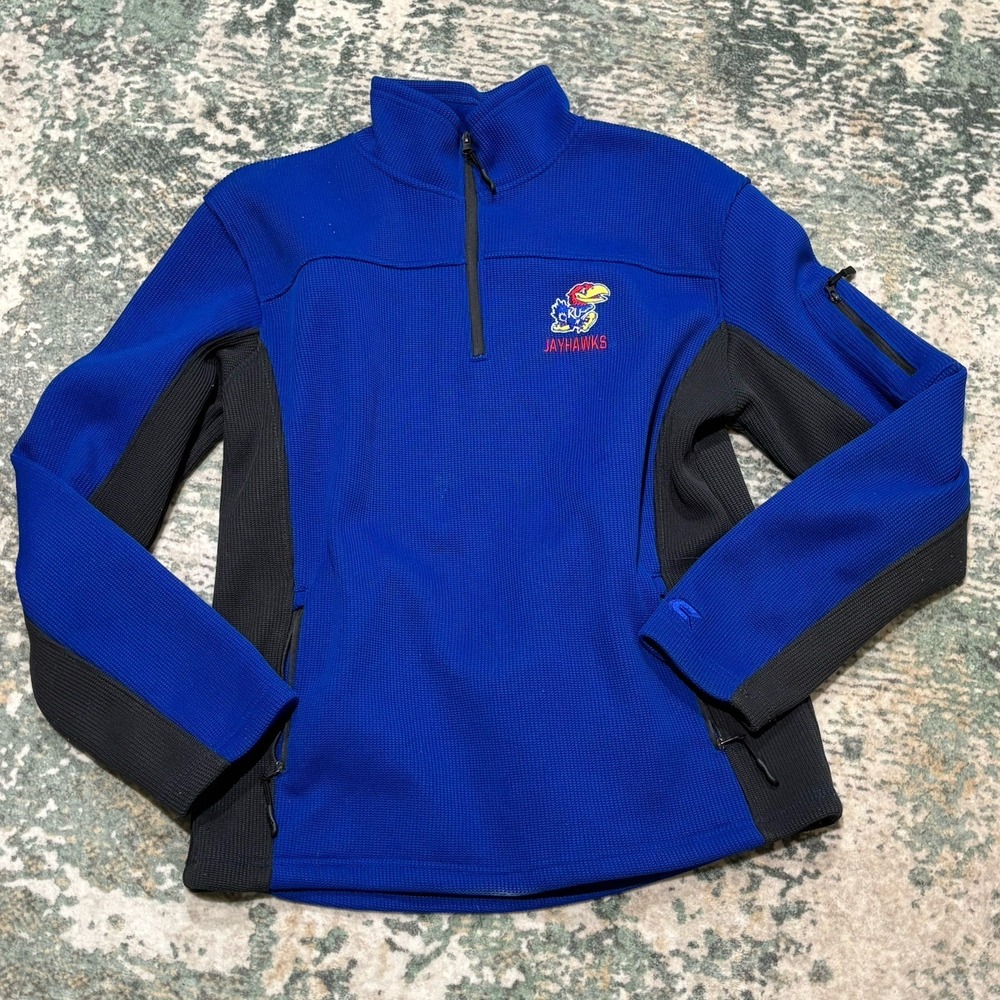 Colosseum Kansas Jayhawks Half Zip Sweater ‎ Men's Size Large EUC